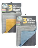 Country Club Micro Brite Pack of 3 Dobby Design Kitchen Towels