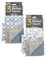 Beamfeature Country Club Pack of 3 Microfibre Kitchen Towels - Assorted Designs