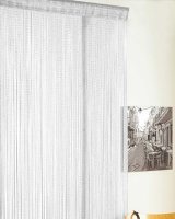 Beamfeature Country Club Glitter Design String Door Curtains 90x200cm - White