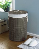 Beamfeature Country Club Eco Friendly Natural Bamboo Laundry Hamper with Lid - Grey