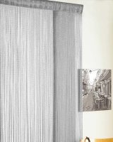 Beamfeature Country Club Glitter Design String Door Curtains 90x200cm - Silver