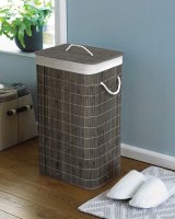 Beamfeature Country Club Eco Friendly Natural Bamboo Laundry Hamper with Lid 40x30x60cm - Grey