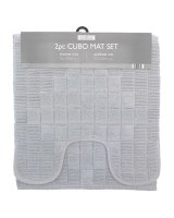 Beamfeature Country Club Cubo Design Shower and Pedestal Mat Set - Grey