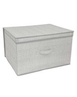 Beamfeature Country Club Linen Look Design Jumbo Storage Chest - 50x30x40cm - Grey
