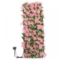 Faux Decor Topiary Trellis Solar InLit Pink Blossom 180 x 60cm