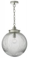 Dar Tamara 1 Light Pendant Satin Nickel / Clear