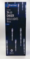 Premier Decorations 24 Chaser Icicle Lights with 72 LED - White