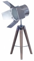 Pacific Lifestyle Hereford Film Tripod Table Lamp - Grey Wood and Silver Metal