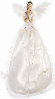 Premier Decorations 25cm Fairy Tree Topper with Ivory Dress and Feather Wings