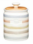 KitchenCraft Classic Collection Striped Ceramic Tea Caddy