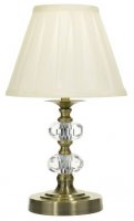 Dar Hazel Touch Table Lamp Antique Brass Crystal with Shade