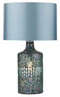 Dar Guru Table Lamp Blue Mosaic Dual Source with Shade