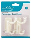 Ashley Housewares White ABS Removable Coat Hooks (Pack of 2)