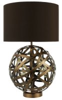 Dar Voyage Table Lamp Woven Ant Copper Ball w/Matching Linen Shd