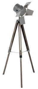 Pacific Lifestyle Hereford Grey Wood and Silver Metal Film Tripod Floor Lamp