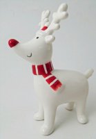 Giftware Trading Standing Reindeer with Red Nose and Scarf 10 x 12cm