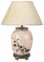 Jenny Worrall RHS Chrysanthemum Medium Oval Glass Table Lamp