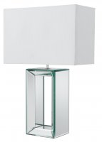 Searchlight Mirror Table Lamp Tall White White Faux Silk Shade