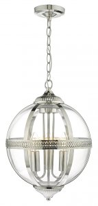 Dar Vanessa 3 Light Pendant Polished Nickel / Clear