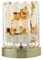 Dar Elf Touch Lamp Antique Brass with Ribbed Glass