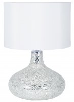 Pacific Lifestyle Evie Silver and White Mosaic Mirror Table Lamp