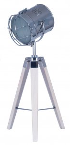 Pacific Lifestyle Capstan White Wash Wood and Silver Metal Tripod Table Lamp