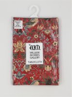William Morris Red Minor Strawberry Thief Fabric Tablecloth