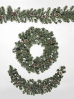 SnowTime Snow King Fir Garland with Frosted Tips & Pine Cones 270 x 25cm