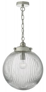 Dar Tamara 1 Light Pendant Satin Nickel / Clear