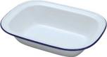 Falcon Enamelware Oblong Pie Dishes - White with Blue Rim - Various Sizes
