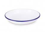Falcon Enamelware Round Pie Dishes - White with Blue Rim (Various Sizes)