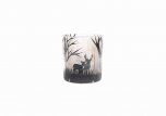 Jingles Glass Candle Holder with Deer 8cm