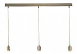 Dar 3 Light Antique Brass E27 Suspension with Clear Cable