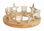 R&W Advent Candle Holder with Stars & Tealight Glasses 30 x 12cm