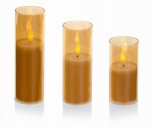 Premier Decorations FlickaBrights Glass Cup Candles (Set of 3) 5cm Dia. - Rose Gold