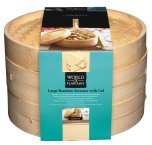 World of Flavours Oriental Two Tier Bamboo Steamer 25cm