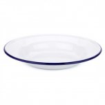 Falcon Enamelware Soup Plate 24cm - White with Blue Rim