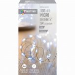 Premier Decorations MicroBrights Battery Operated Multi-Action Lights with Timer 100 LED - White
