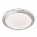 SEARCHLIGHT CHESTER BATHROOM FLUSH LED IP44 , CLEAR & SILVER, WHITE SHADE