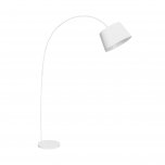 Arched White Metal Floor Lamp with Fabric Shade