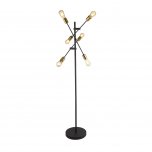 SEARCHLIGHT ARMSTRONG 6LT FLOOR LAMP BLACK AND SATIN BRASS