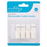 Ashley Housewares White ABS Removable Cable Hooks (Pack of 4)