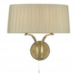 Cristin 2 Light Wall Light Antique Brass With Taupe Shade