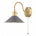 1lt Wall Light Brass With Antique Pewter Shade