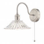 1lt Wall Light Antique Chrome With Clear Flared Glass shade