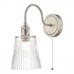 1lt Wall Light Antique Chrome With Clear ribbed Glass Shade
