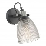 Ismet Wall Light Black Polished Chrome And Textured Glass