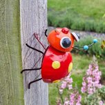 Crazee Ladybug Lg Cute Bright Deco Indoor/Outdoor Grdn Wall Art