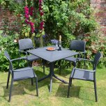 Nardi Clip Table with Set of 4 Bora Chairs - Anthracite