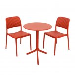 Nardi Step Table with Set of 2 Bistrot Chairs - Red